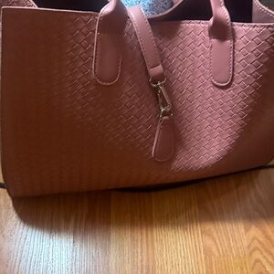 Elegant Pink Woven Tote Bag